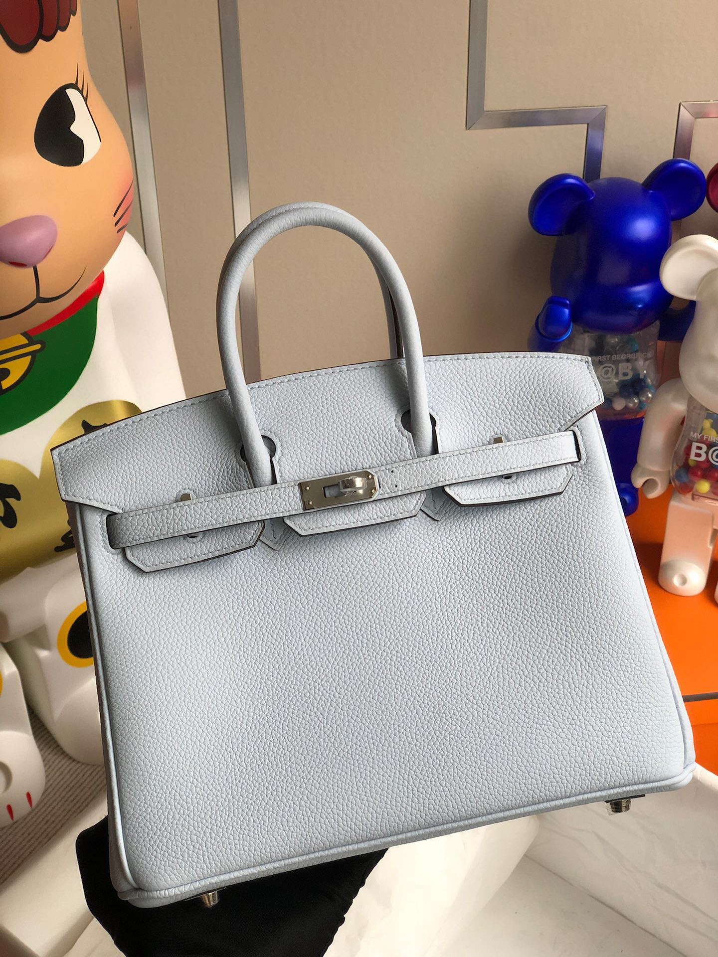 Hermes Birkin 25CM Togo T0 Bleu Brume Silver Hardware  Handmade