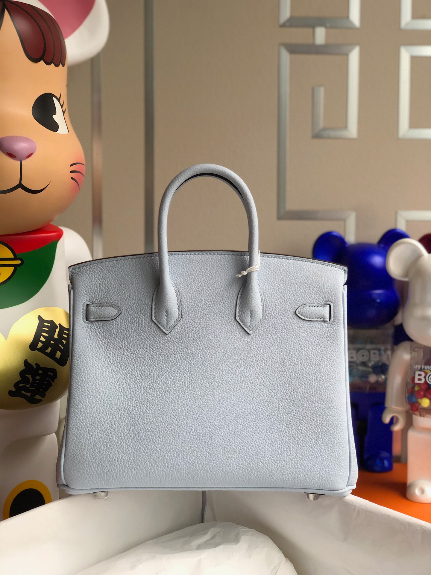 Hermes Birkin 25CM Togo T0 Bleu Brume Silver Hardware  Handmade