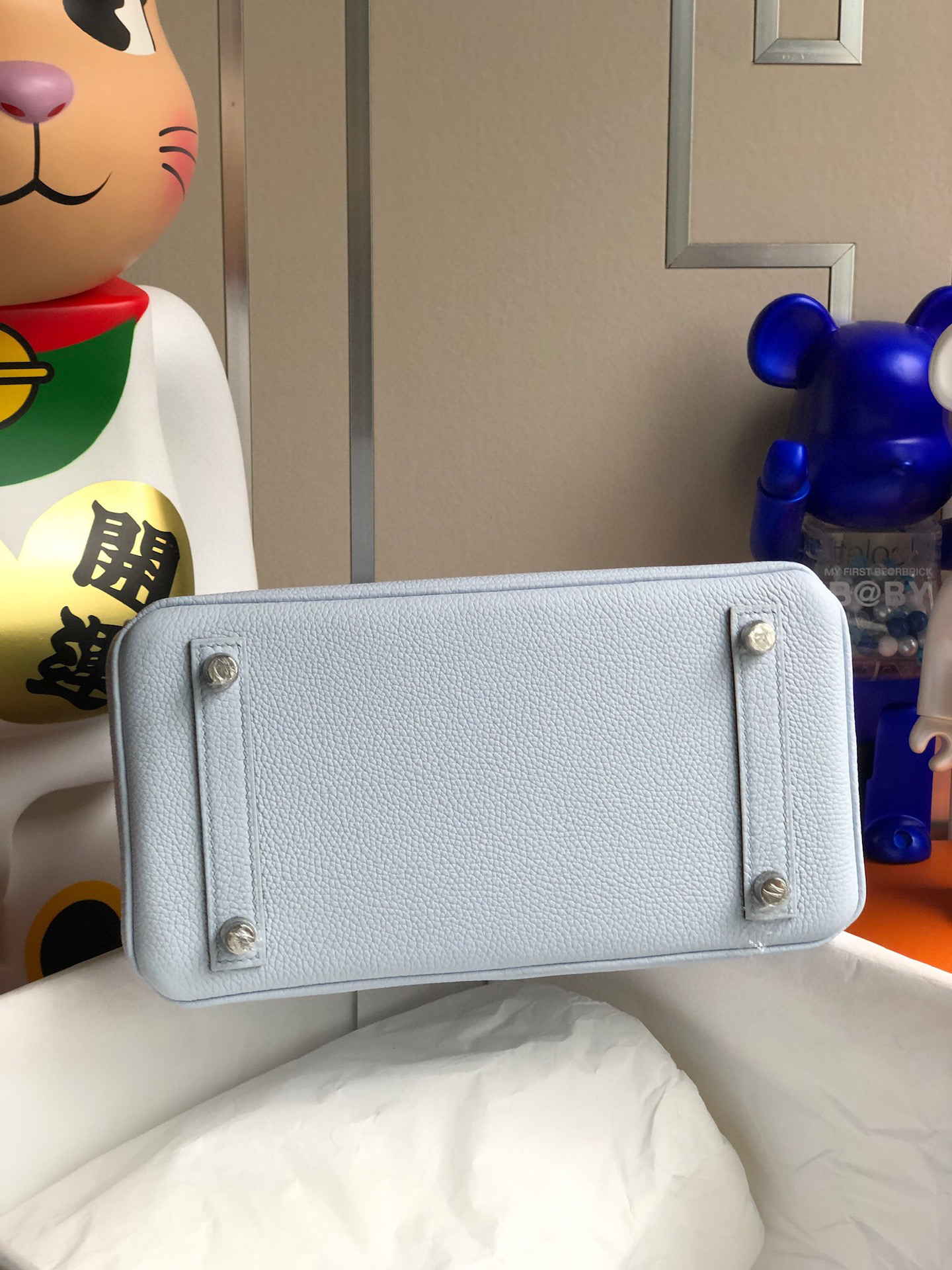 Hermes Birkin 25CM Togo T0 Bleu Brume Silver Hardware  Handmade