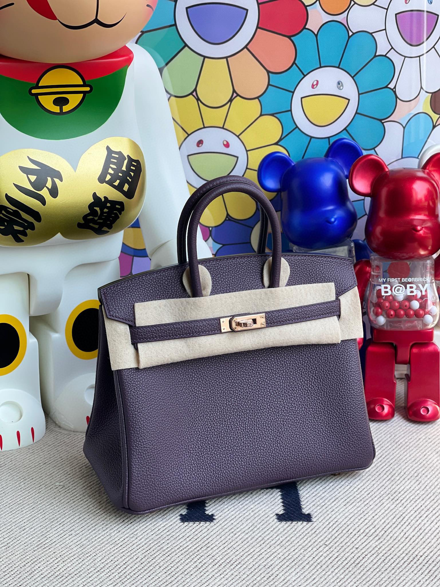 Hermes Birkin Bag 25CM Togo CK59 Raisin Rose Gold HandMade