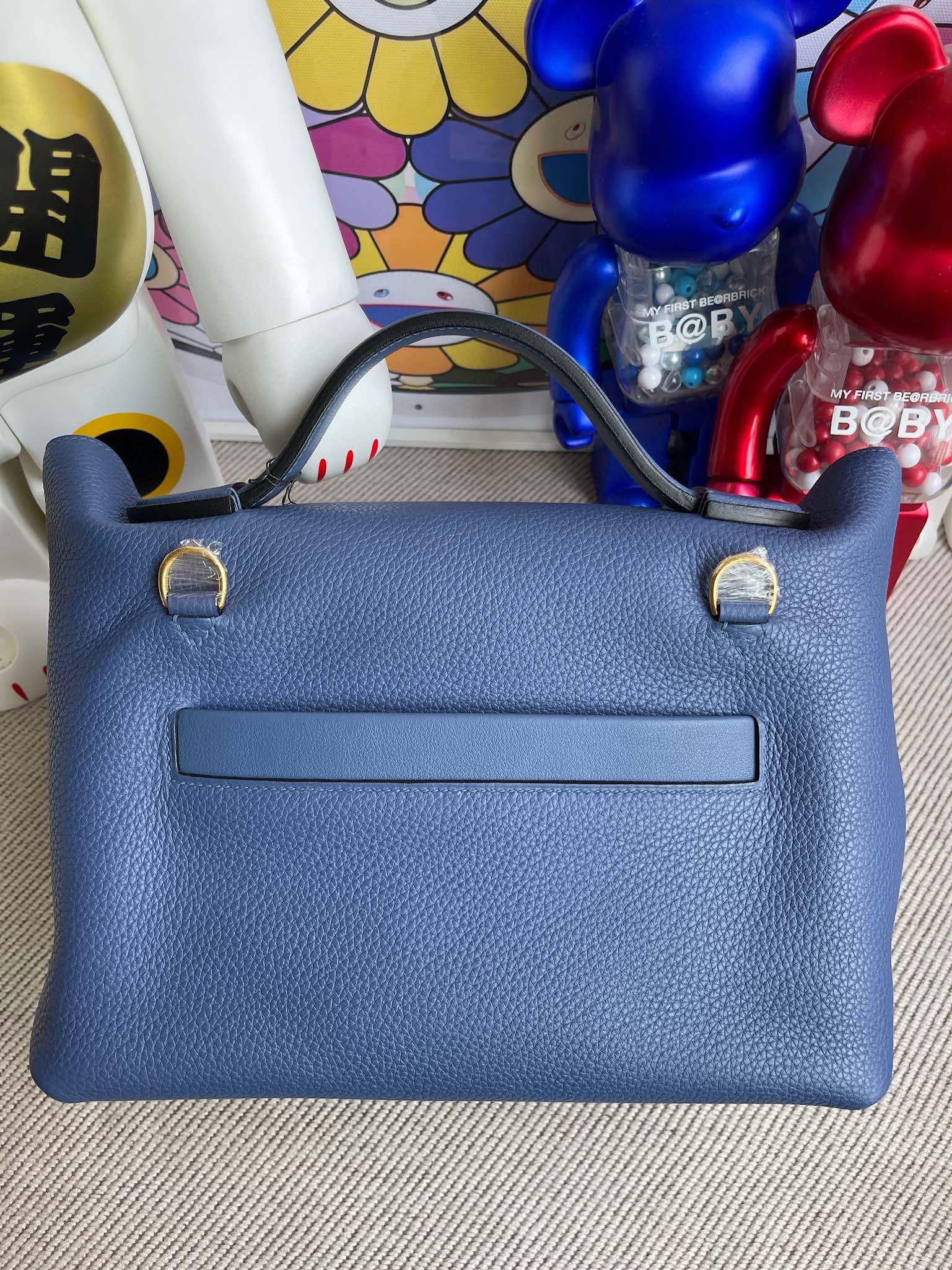 Hermes Kelly Touch 24/24 29CM Bright Blue Crocodile Gold Hardware Handmade