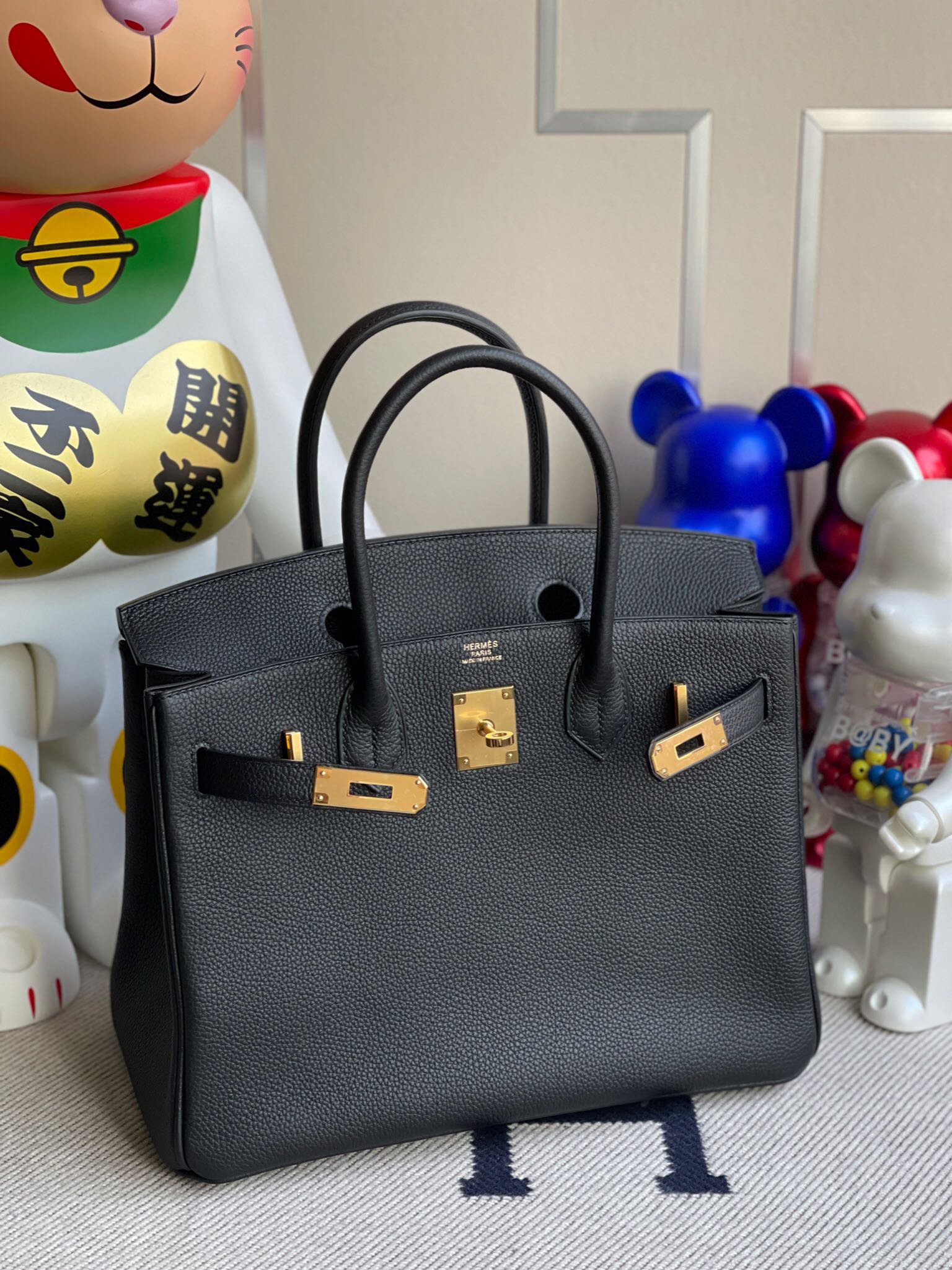 Hemres Birkin 30CM Togo CK89 Noir Gold Hardware