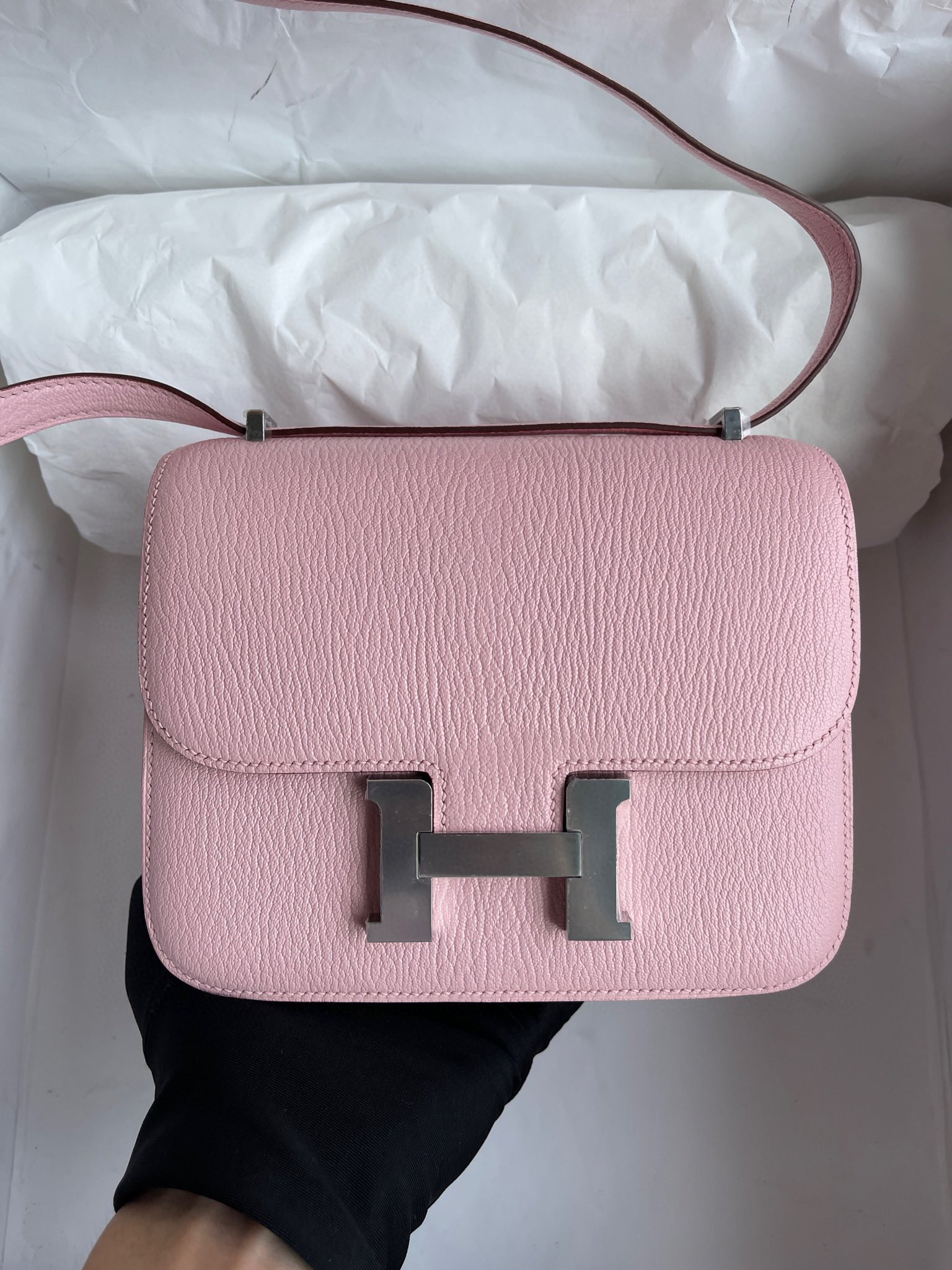 Hermes Constance 18CM Chevre 3Q Rose Sakura PHW Handmade