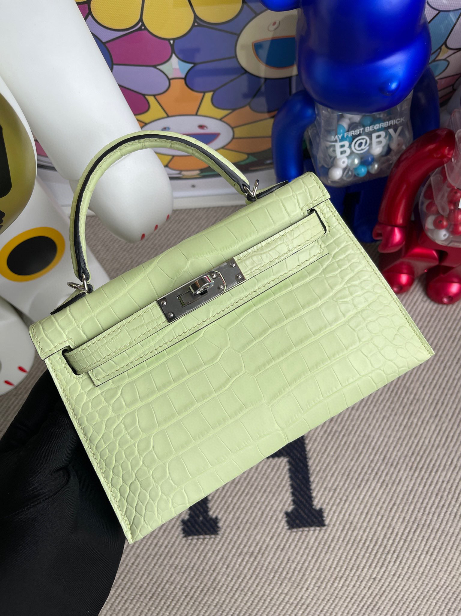 Hermes Mini Kelly ll Alligator Matte Crocodile R9 Jaune Bourgeon PHW Handmade