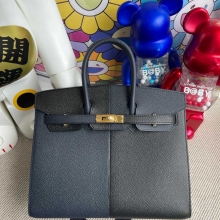 Hermes Birkin 25CM Epsom CK89 Nior / 2Z Blue Nuit / B3 Blue Zanzibar Handmade