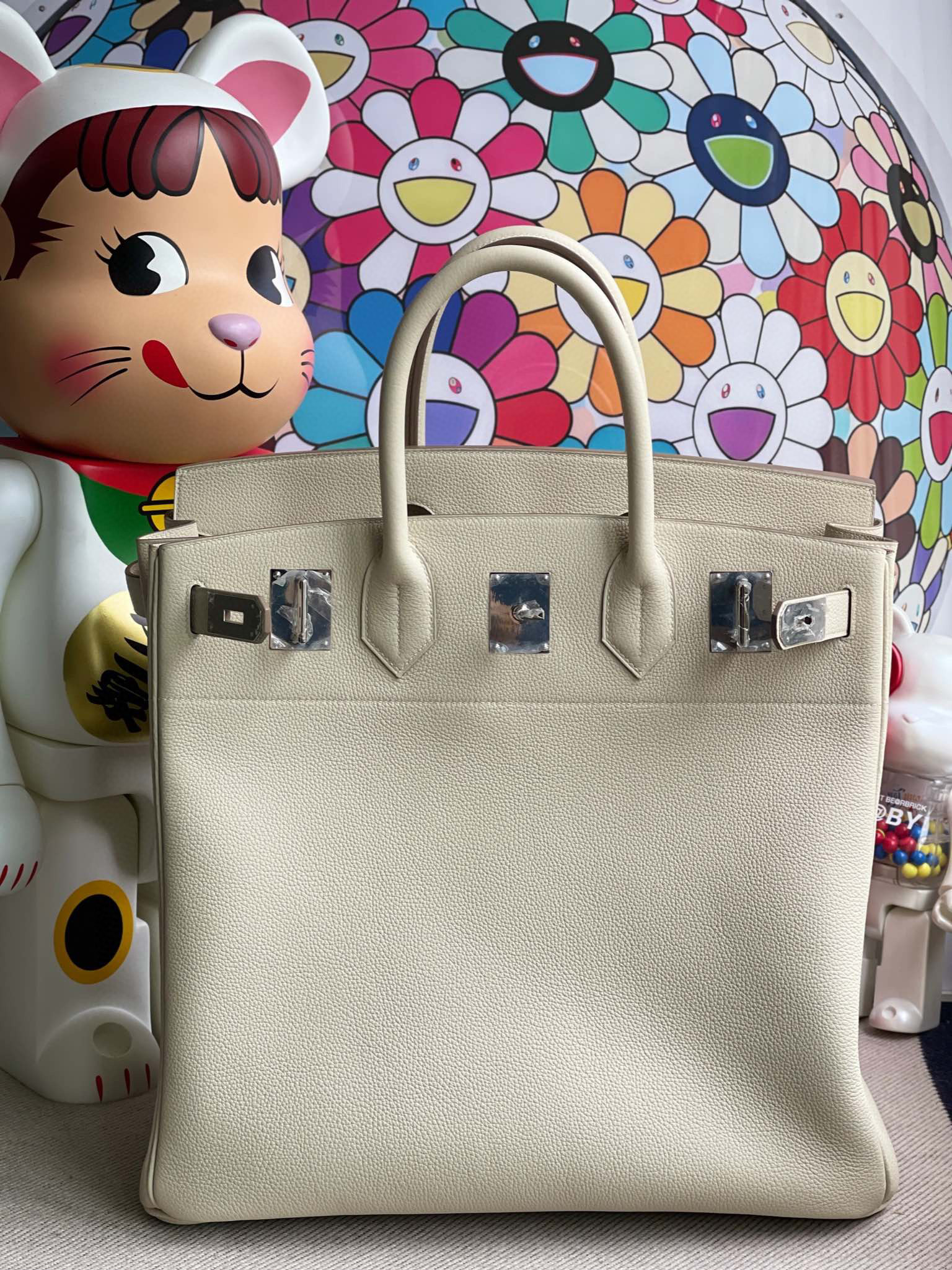 RepLadies Hermes HAC 40CM For Man Togo Leather CK10 Craie PHW Full Handmade