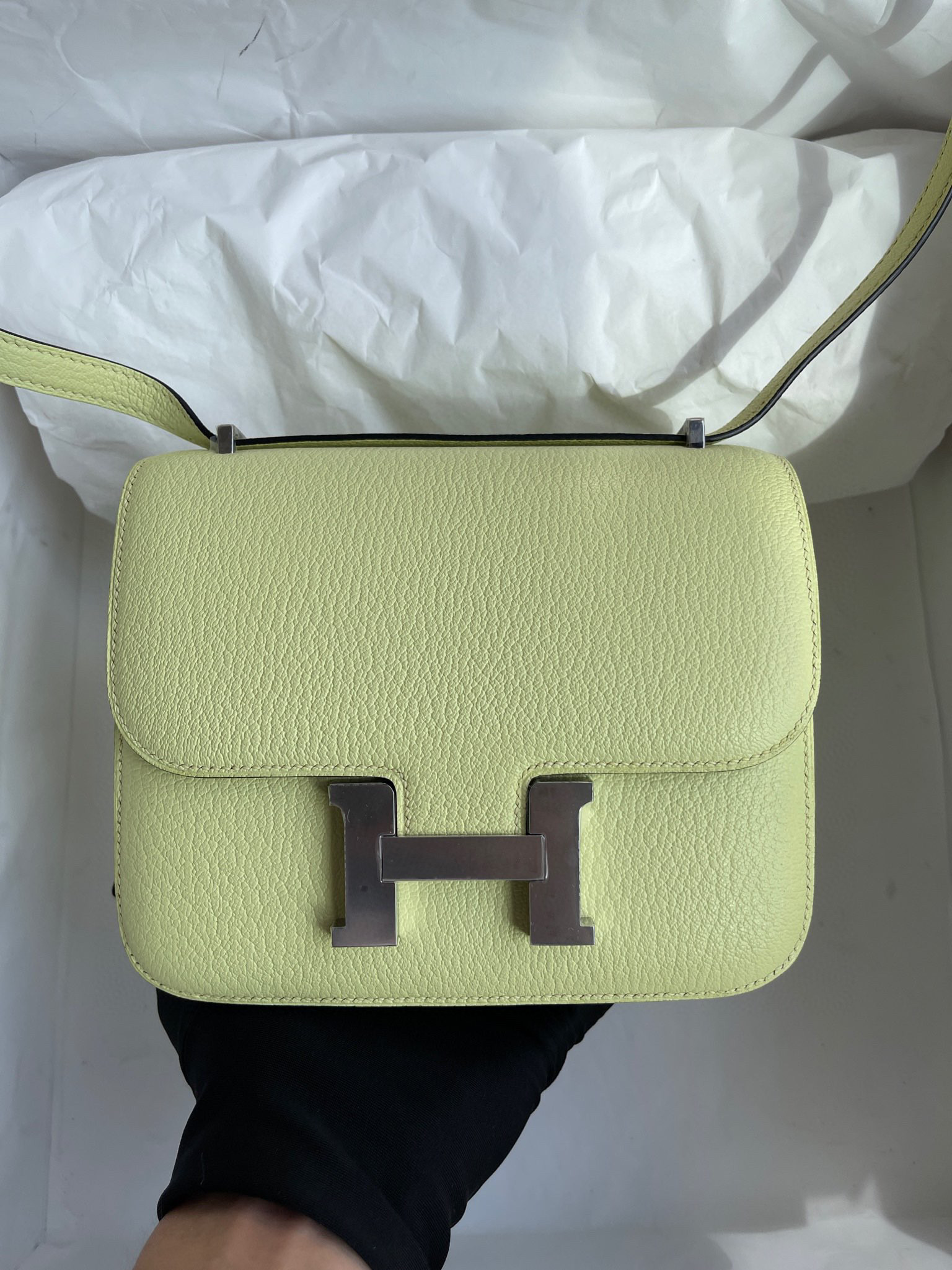 Hermes Constance 18CM Chevre R9 Jaune Bourgeon PHW Handmade