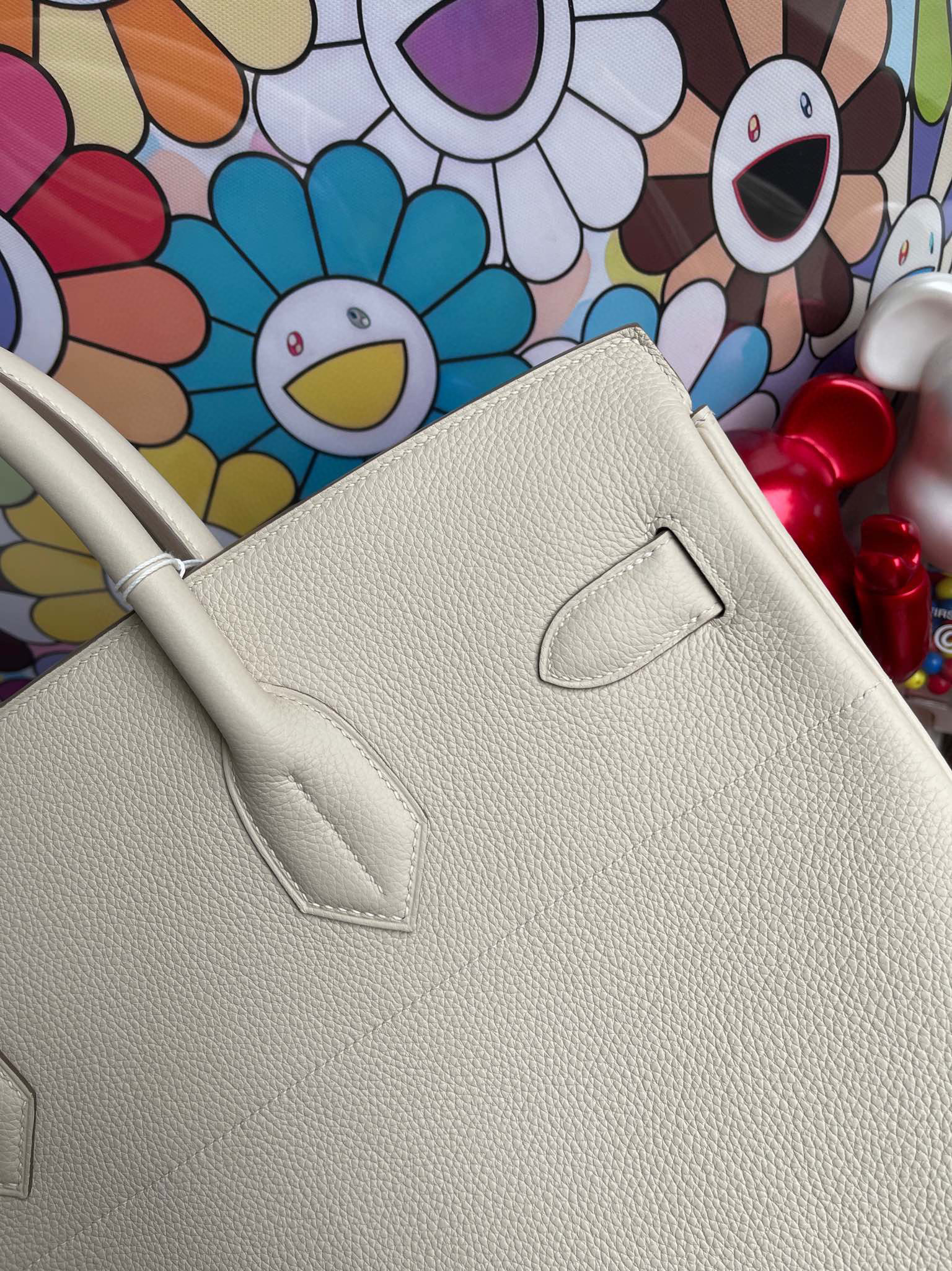 RepLadies Hermes HAC 40CM For Man Togo Leather CK10 Craie PHW Full Handmade