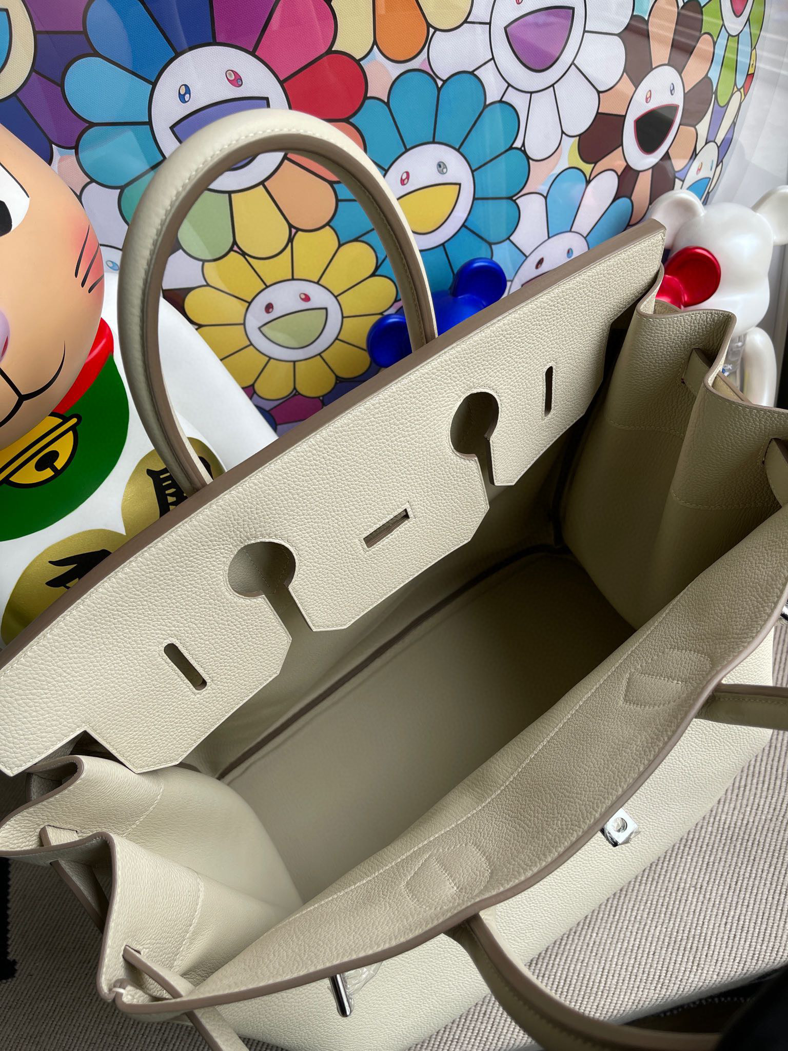 RepLadies Hermes HAC 40CM For Man Togo Leather CK10 Craie PHW Full Handmade