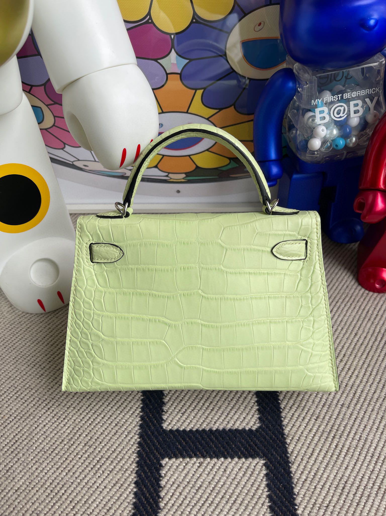 Hermes Mini Kelly ll Alligator Matte Crocodile R9 Jaune Bourgeon PHW Handmade