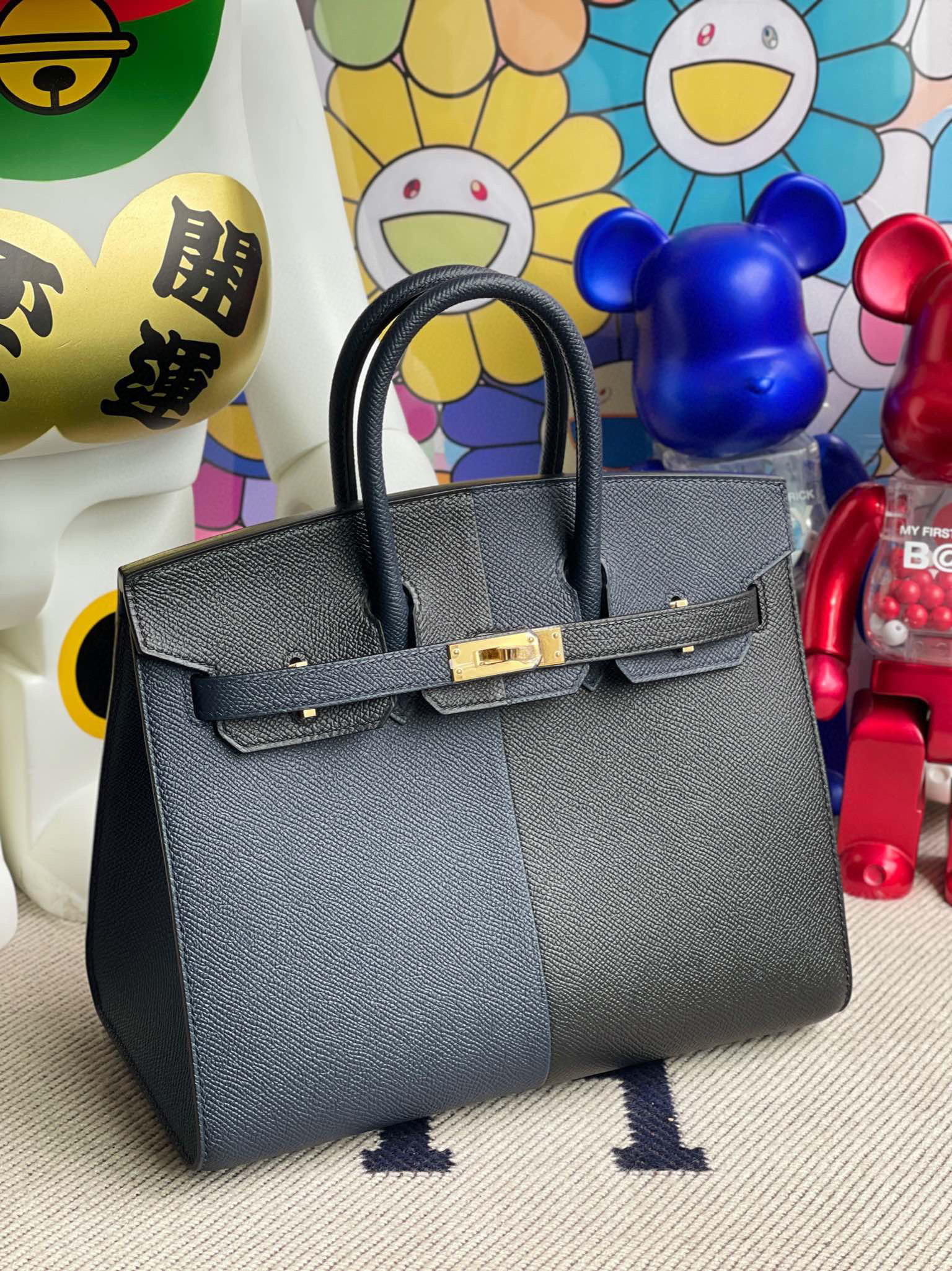 Hermes Birkin 25CM Epsom CK89 Nior / 2Z Blue Nuit / B3 Blue Zanzibar Handmade