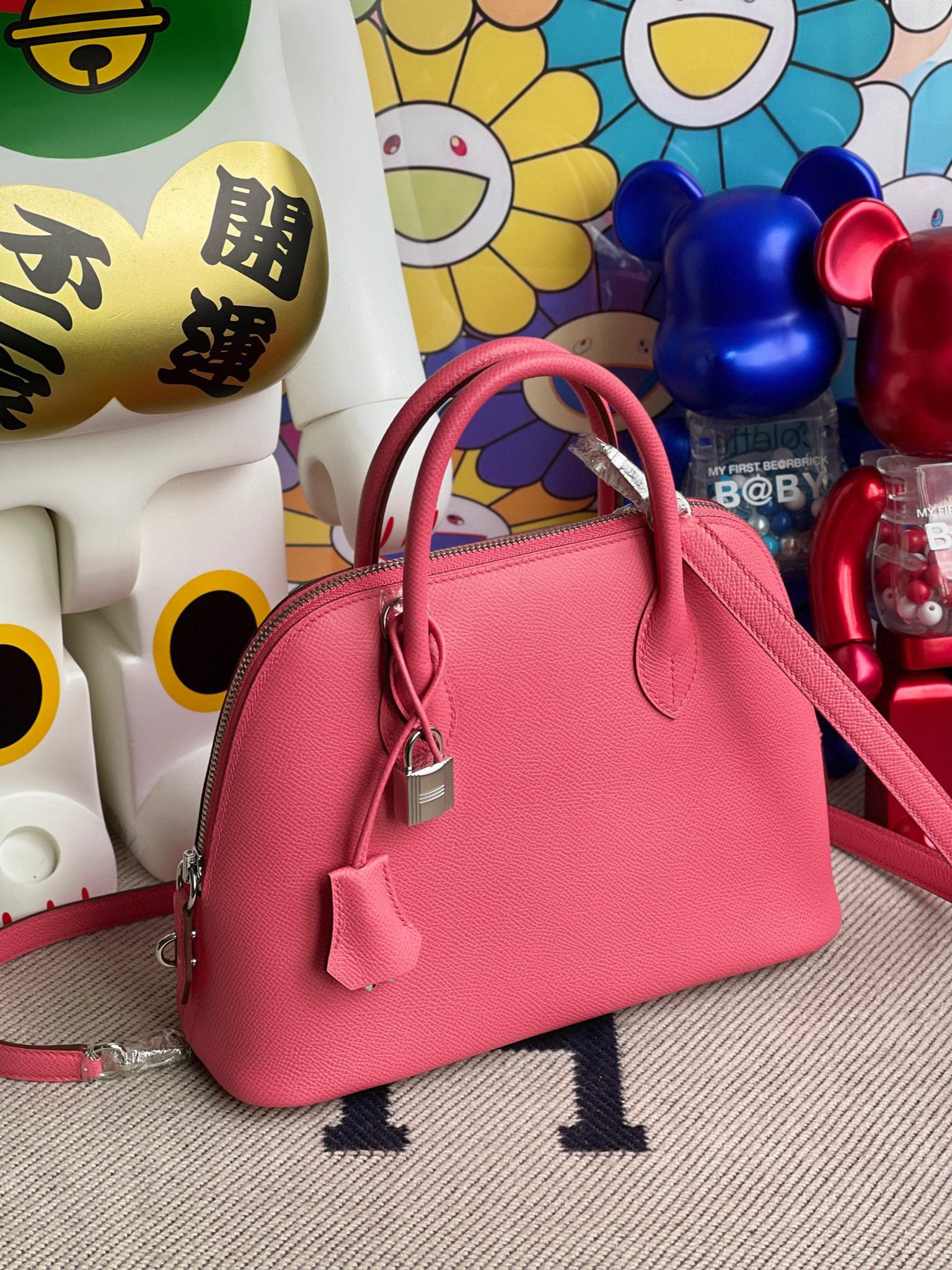 Hermes Bolide 25CM Epsom 8W Rose Azalee PHW Handmade