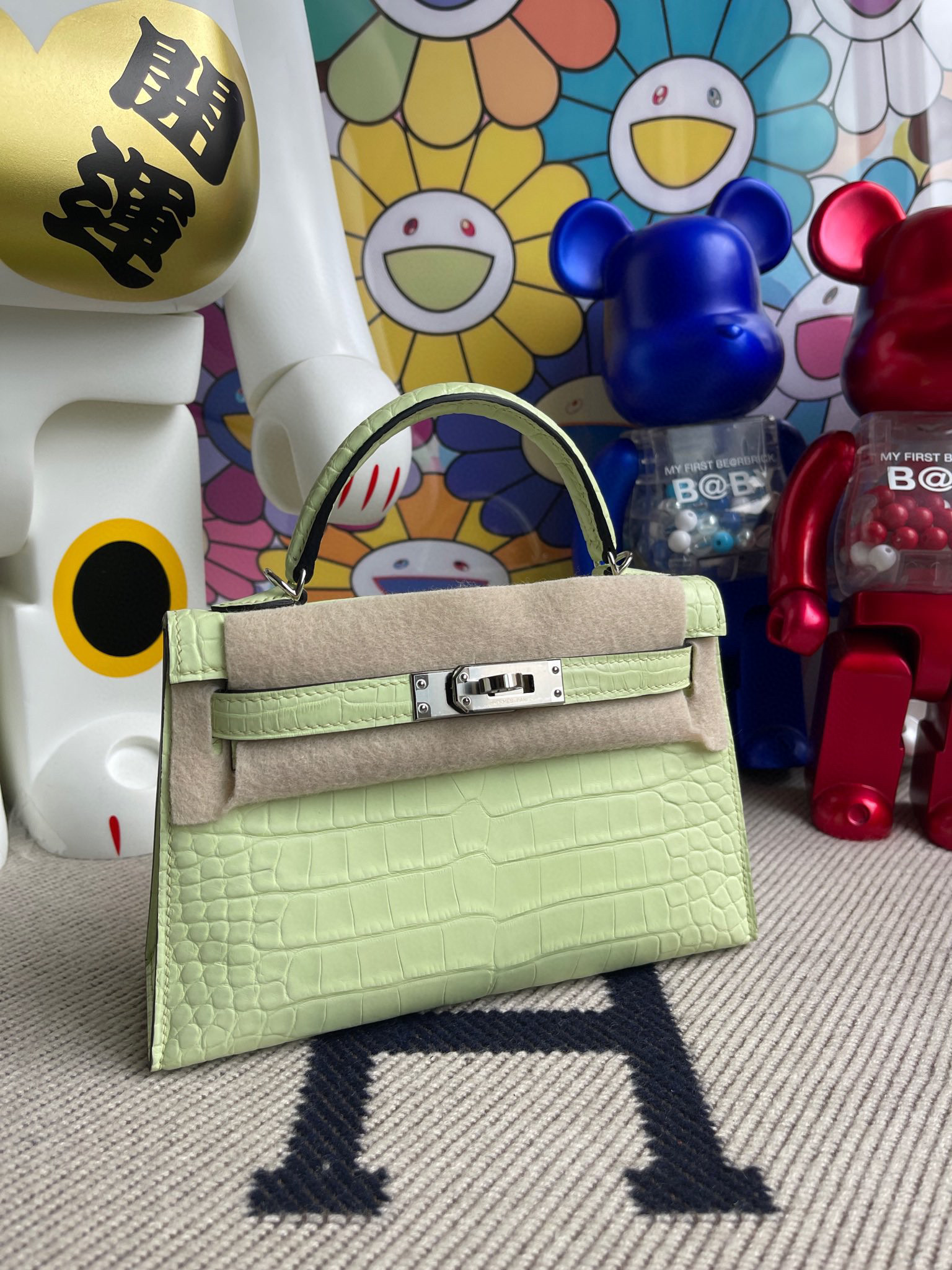 Hermes Mini Kelly ll Alligator Matte Crocodile R9 Jaune Bourgeon PHW Handmade