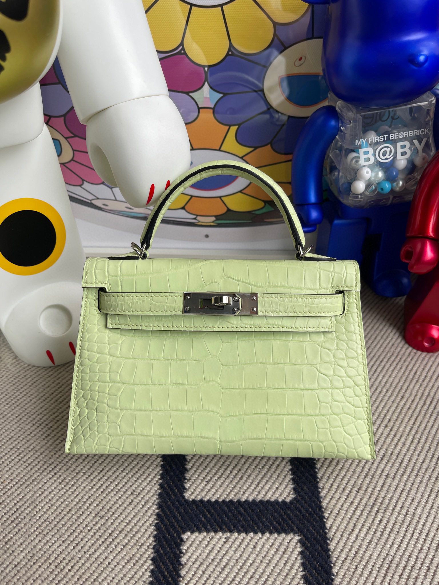 Hermes Mini Kelly ll Alligator Matte Crocodile R9 Jaune Bourgeon PHW Handmade