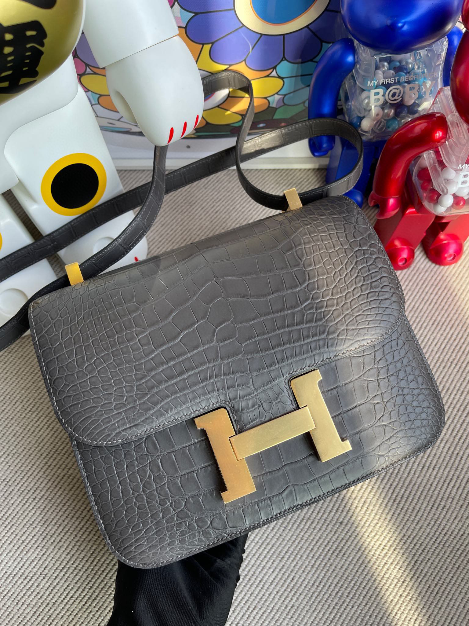 RepLadies Constance 24CM Matte Alligator 8F Etain Gold Hardware