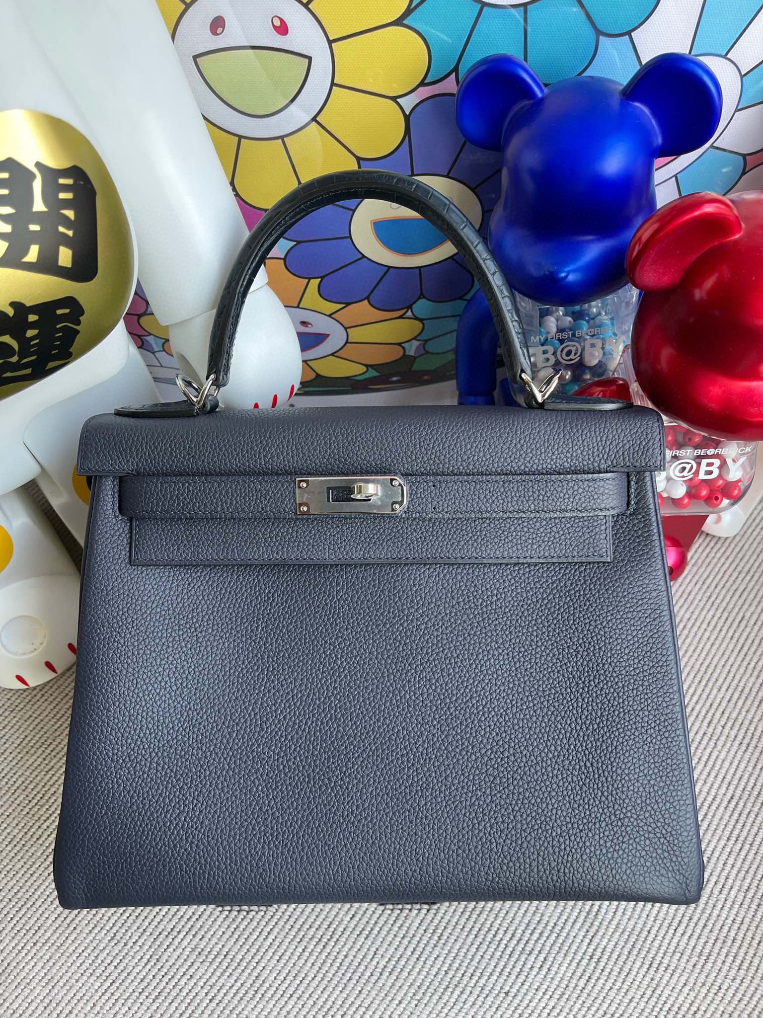 RepLadies Kelly Touch 28CM Togo Matte Crocodile Silver Hardware Handmade