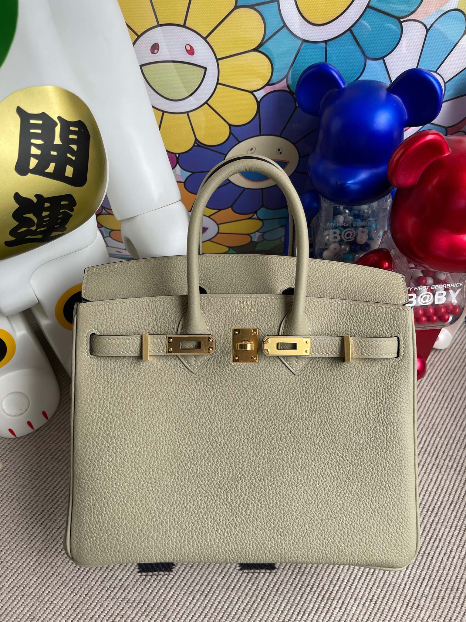 RepLadies Hermes Birkin 25CM Togo Leather Q1 Sauge Gold Hardware