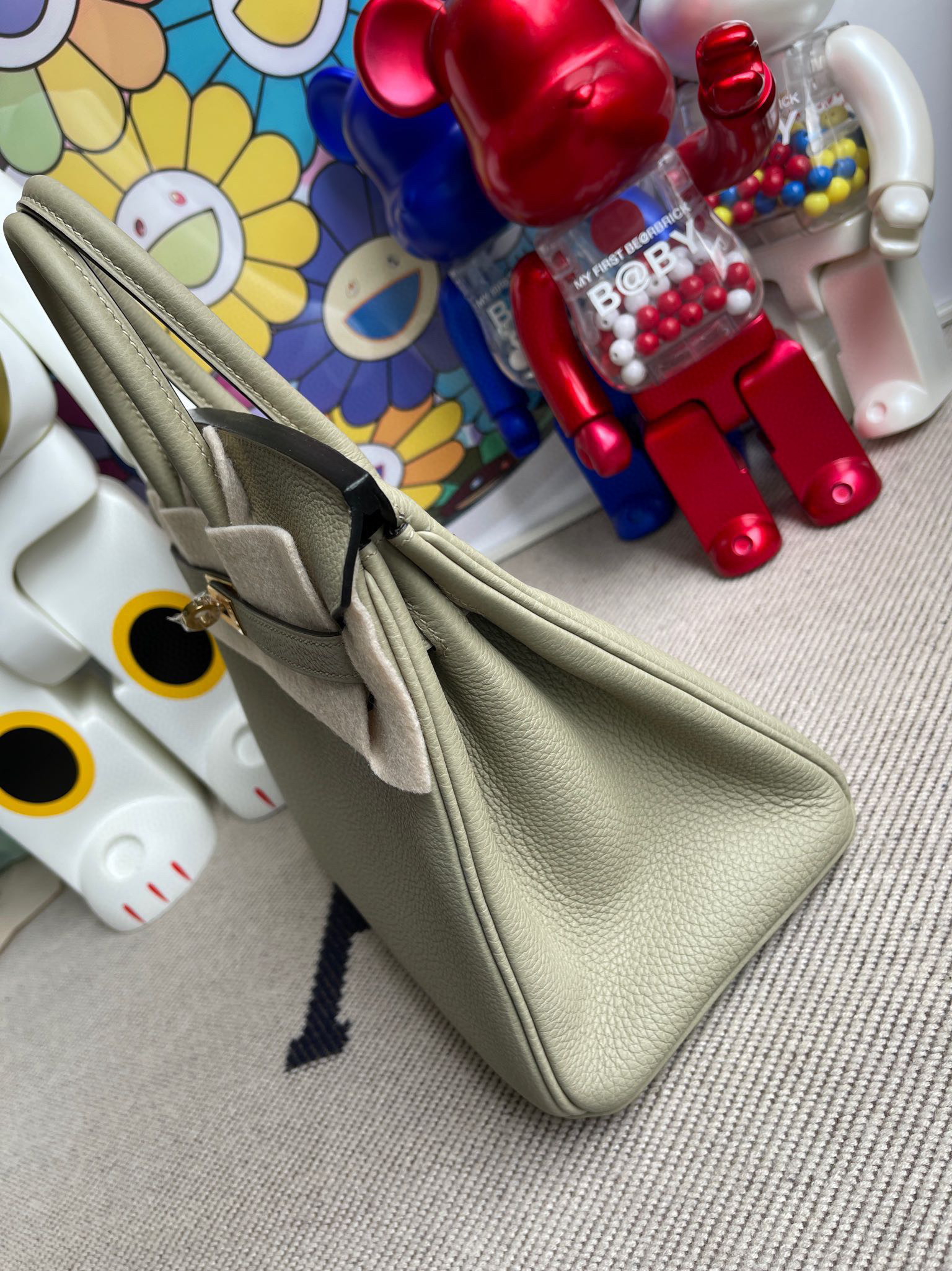 RepLadies Hermes Birkin 25CM Togo Leather Q1 Sauge Gold Hardware