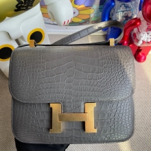 RepLadies Constance 24CM Matte Alligator 8F Etain Gold Hardware