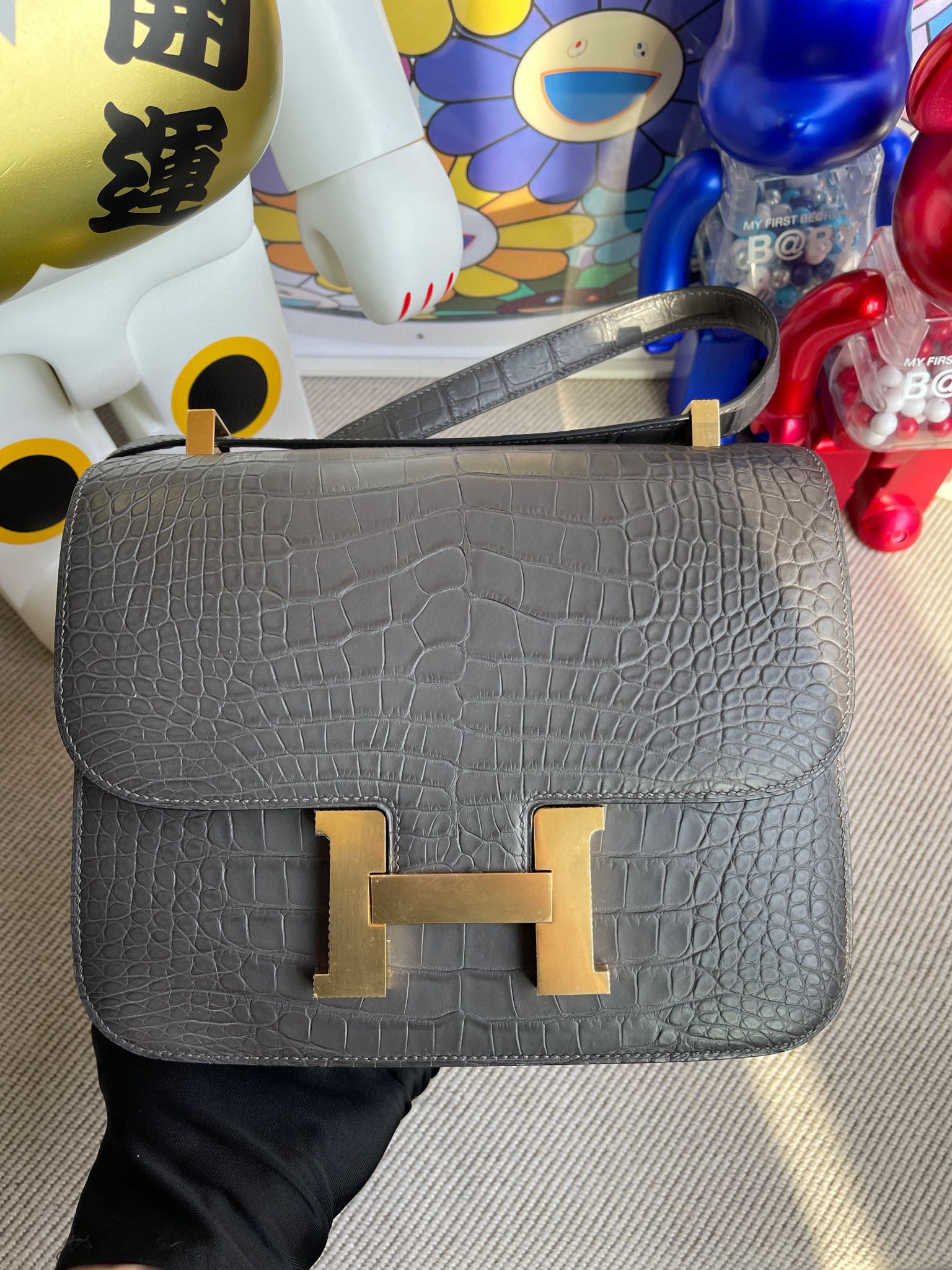 RepLadies Constance 24CM Matte Alligator 8F Etain Gold Hardware