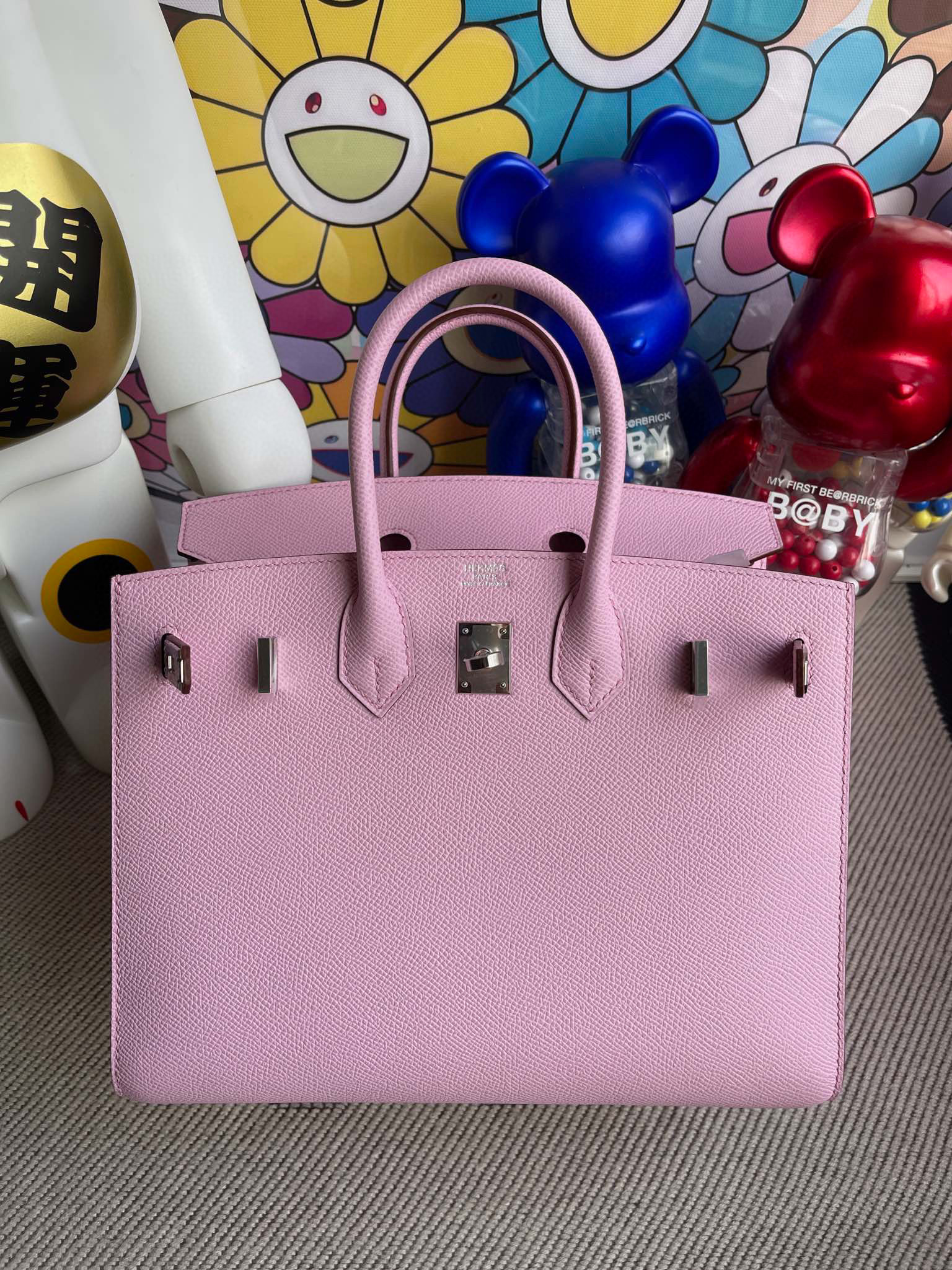 RepLadies Hermes Birkin 25CM Epsom X9 Mauve Sylvestre Silver Hardware