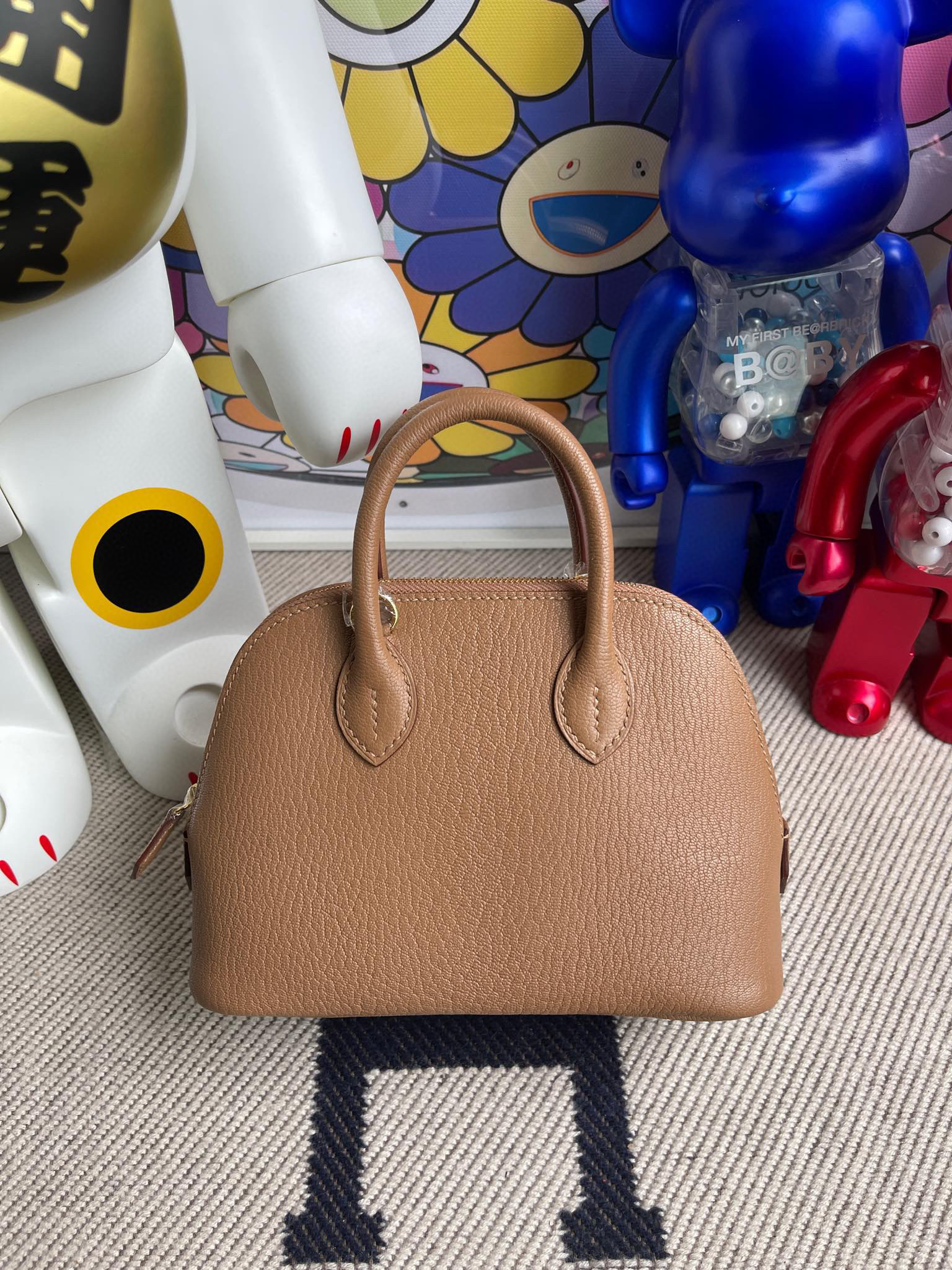 RepLadies Hermes Mini Bolide 2J Quebracho Cherve Gold Hardware Handmade