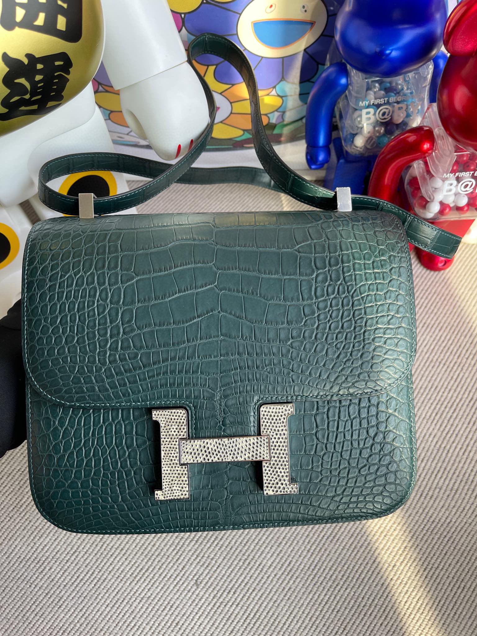 RepLadies Constance 24CM Matte Alligator Lizard Hardware Silver