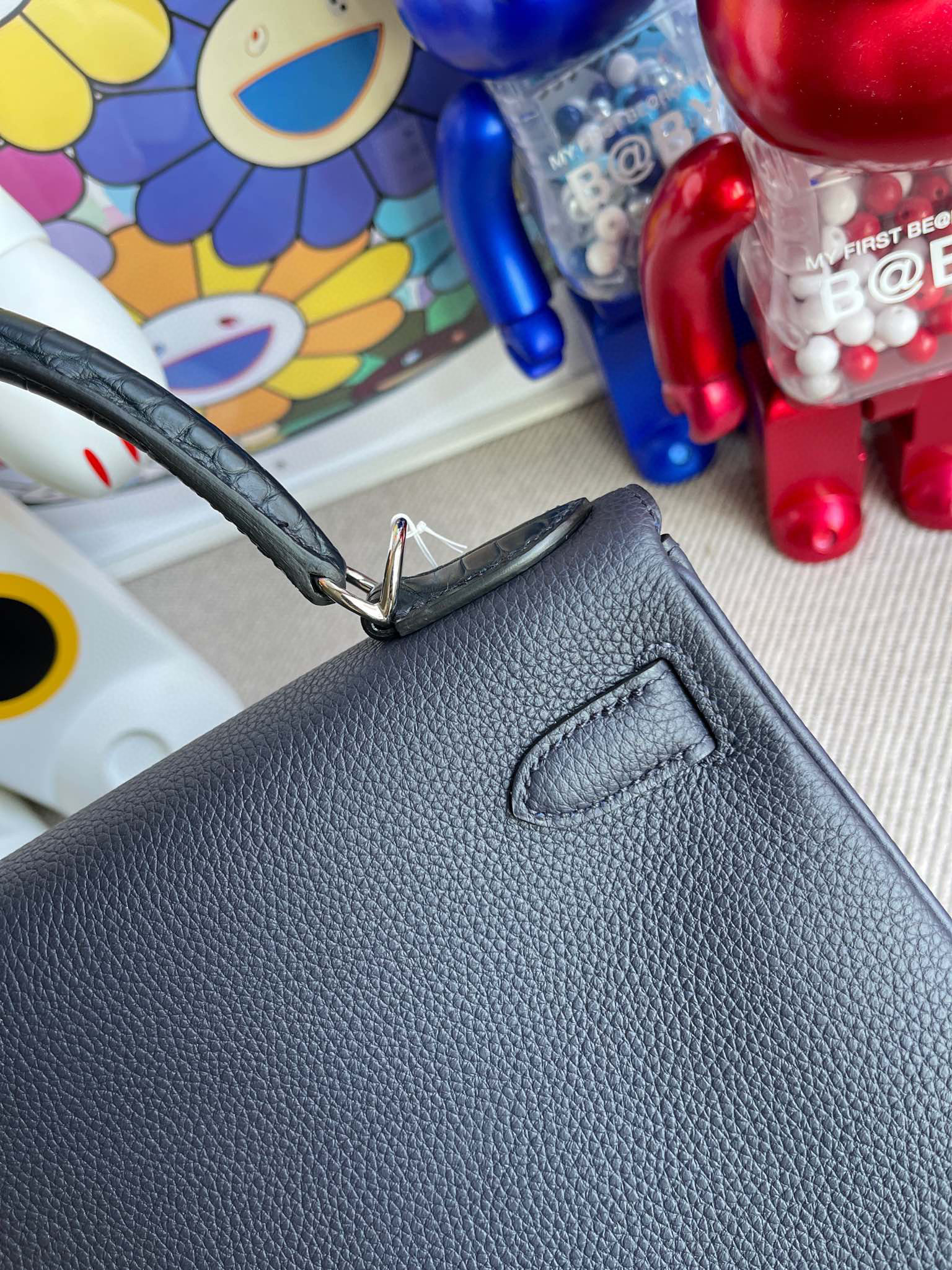 RepLadies Kelly Touch 28CM Togo Matte Crocodile Silver Hardware Handmade