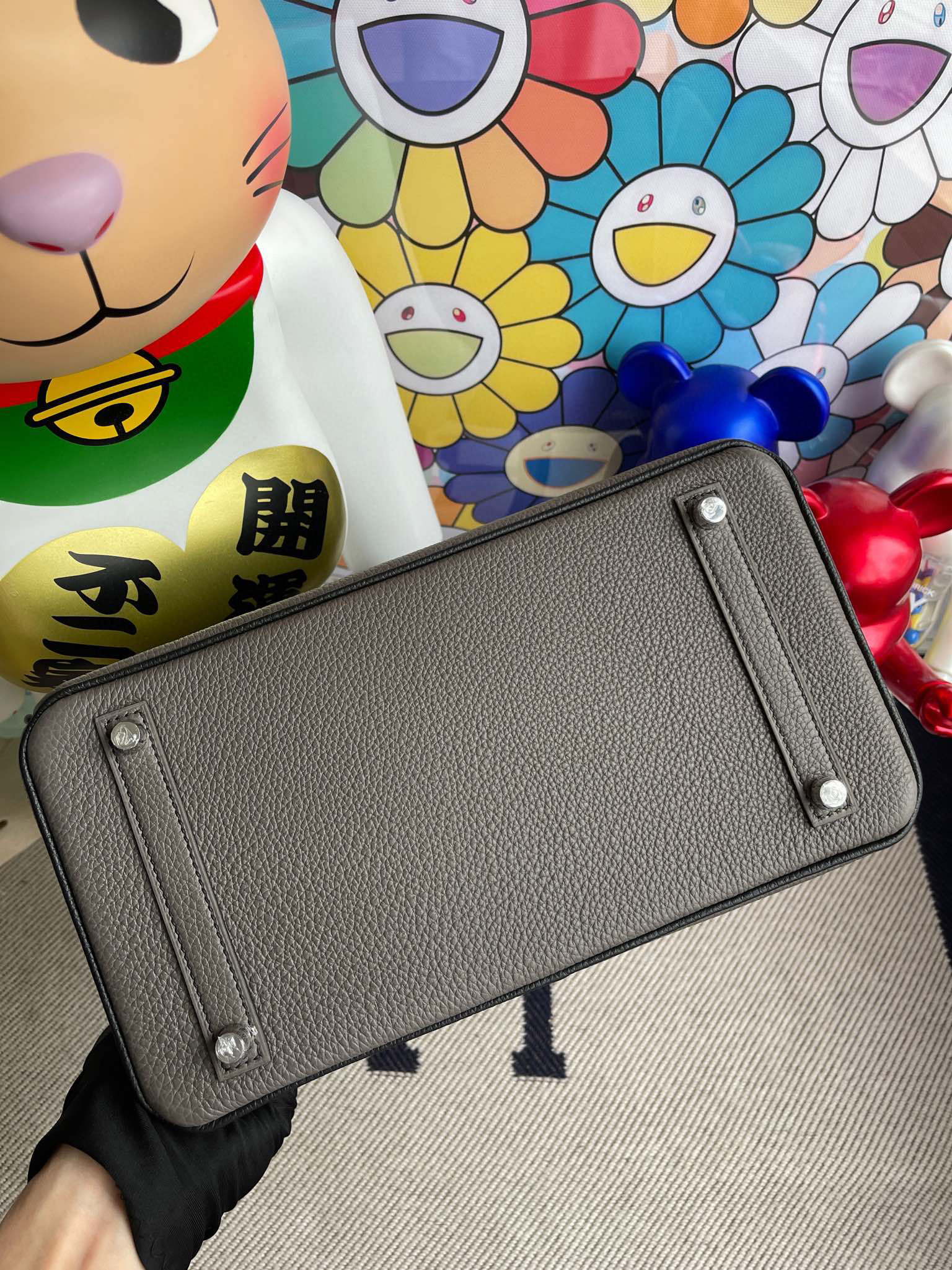 RepLadies Hermes Birkin 30CM Togo 8F Etain CK89 Nior Silver Hardware