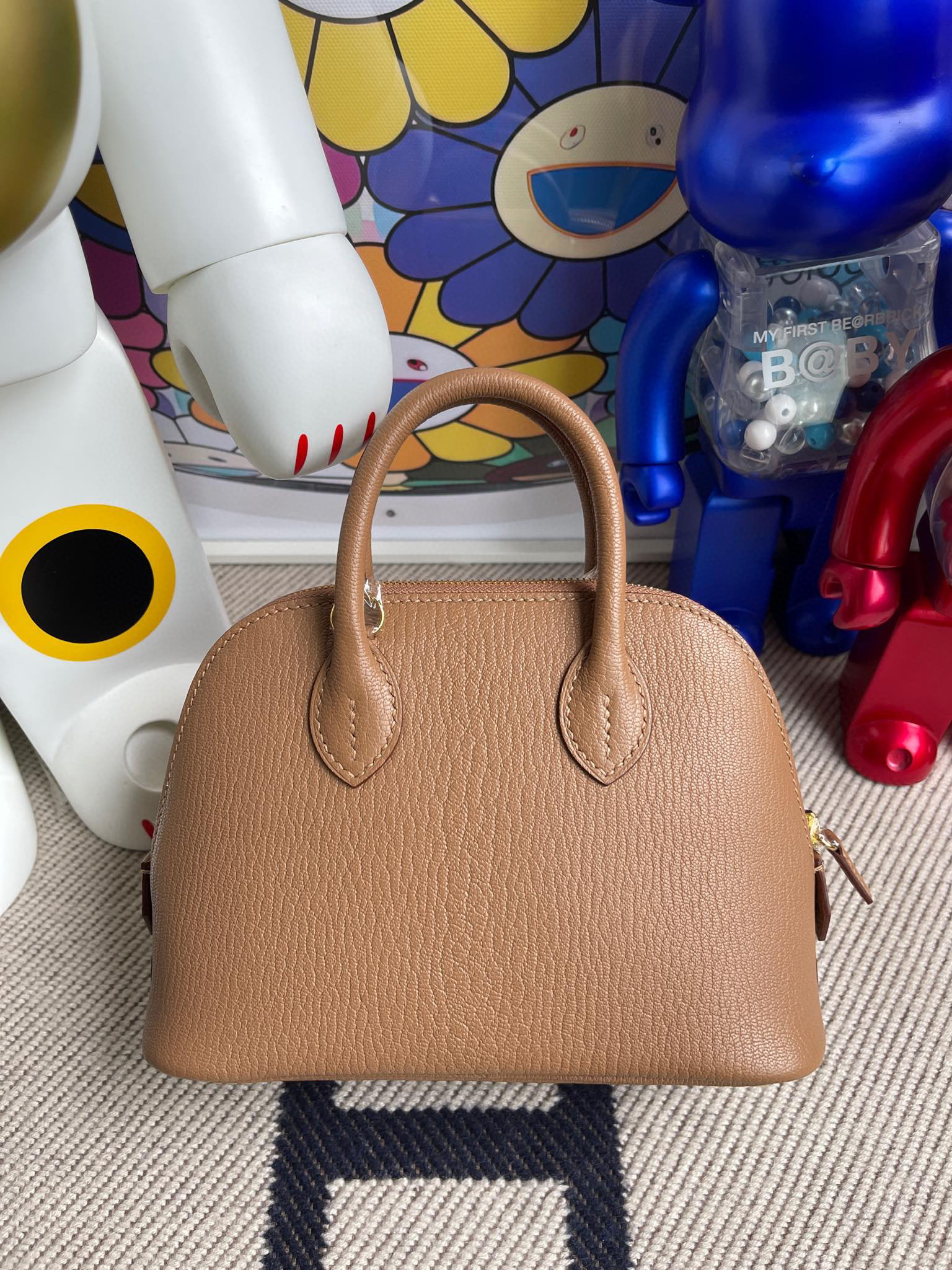 RepLadies Hermes Mini Bolide 2J Quebracho Cherve Gold Hardware Handmade