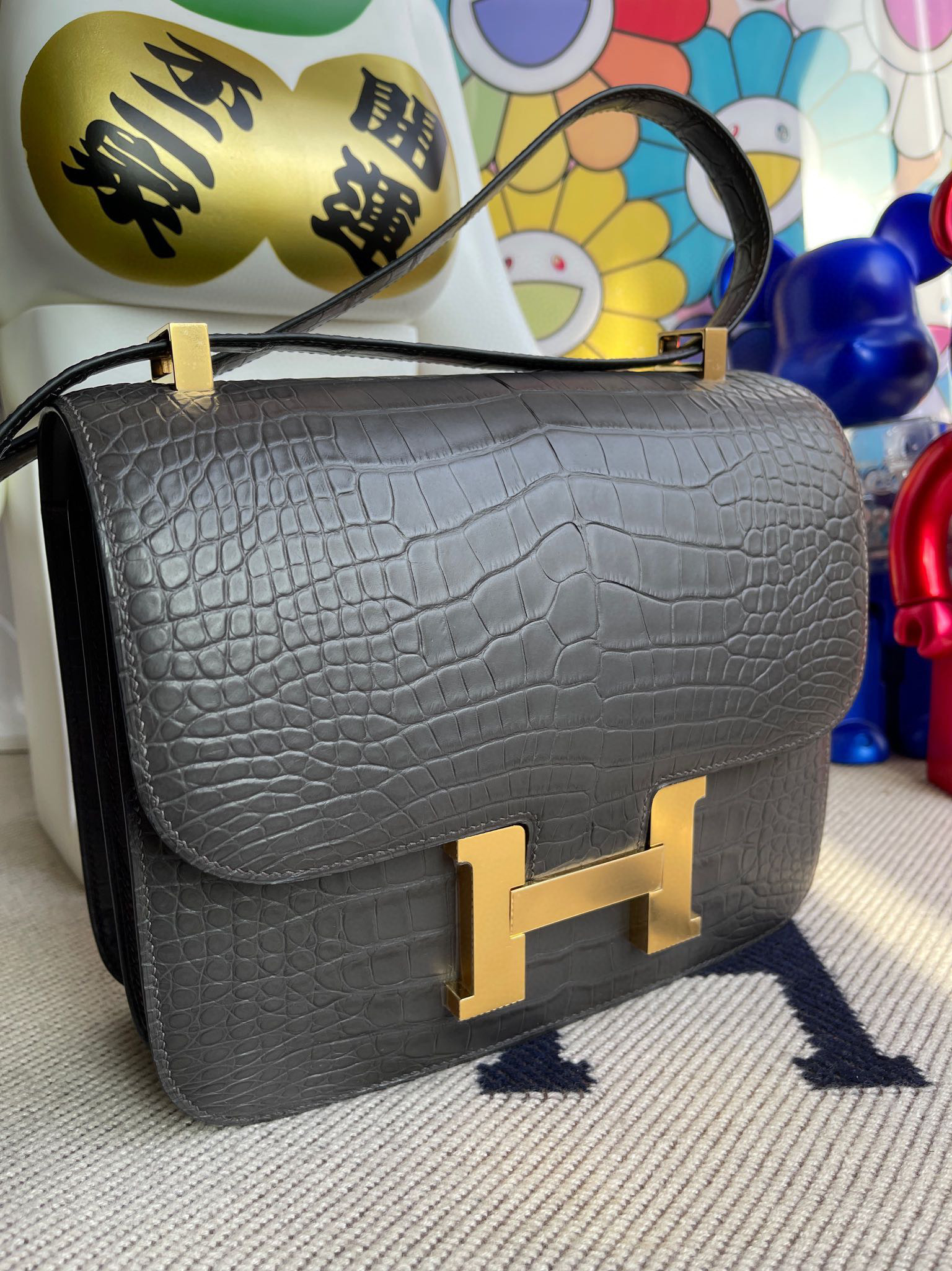 RepLadies Constance 24CM Matte Alligator 8F Etain Gold Hardware