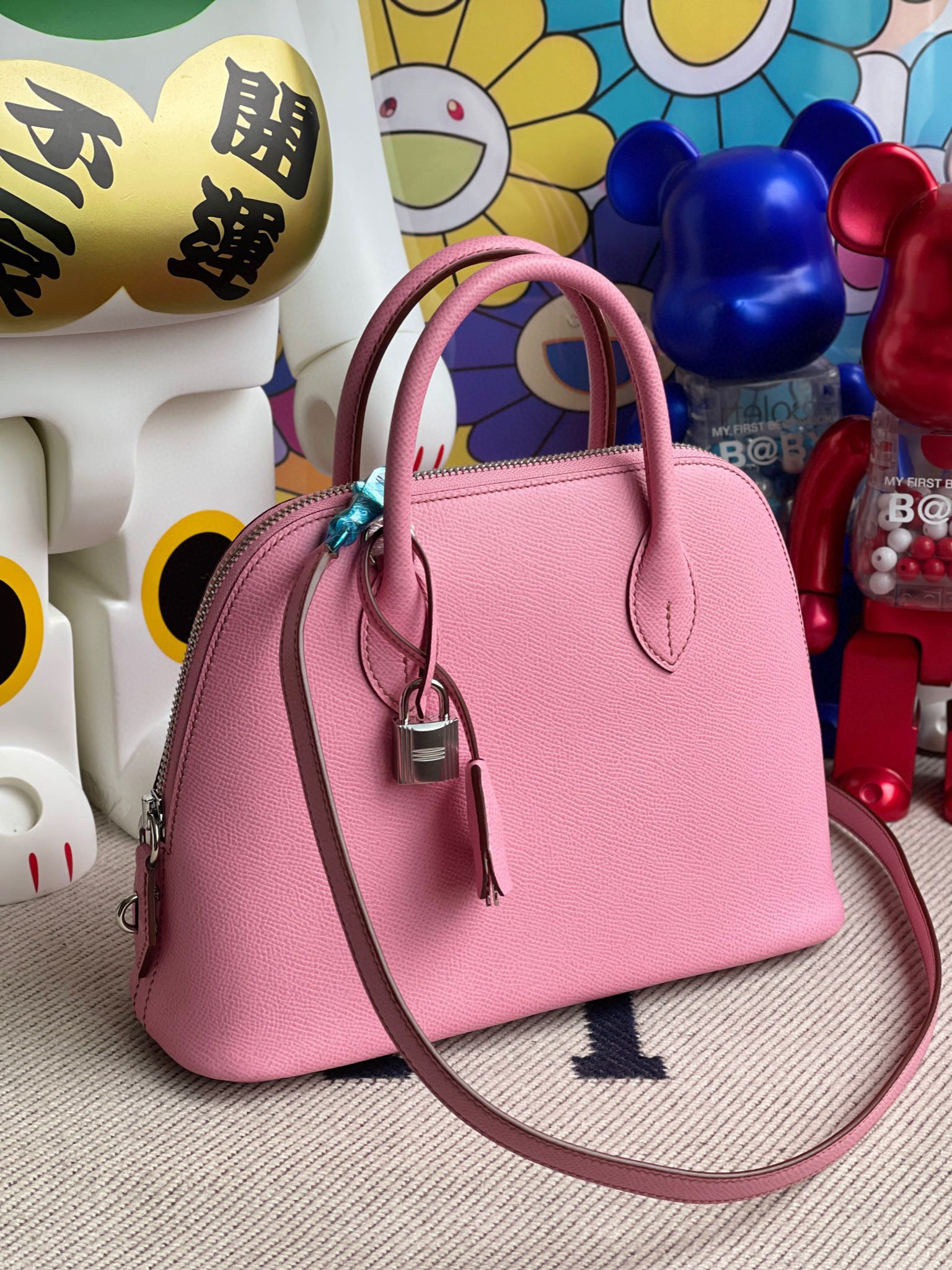 RepLadies Hermes Bolide 25CM Epsom 5P Pink Silver Hardware