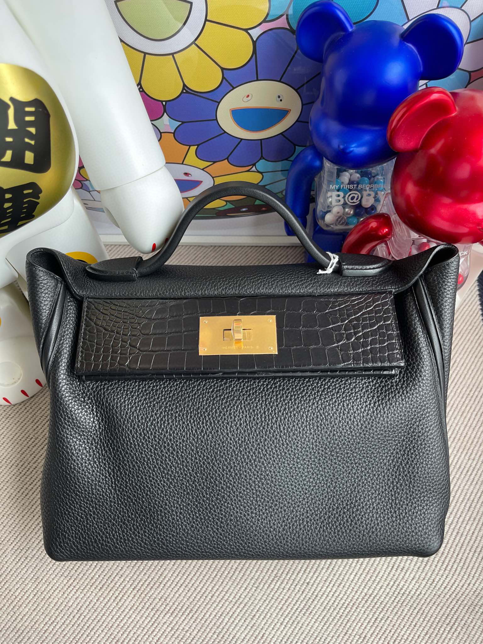 RepLadies Kelly 24/24 Touch Black Matte Crocodile Handmade