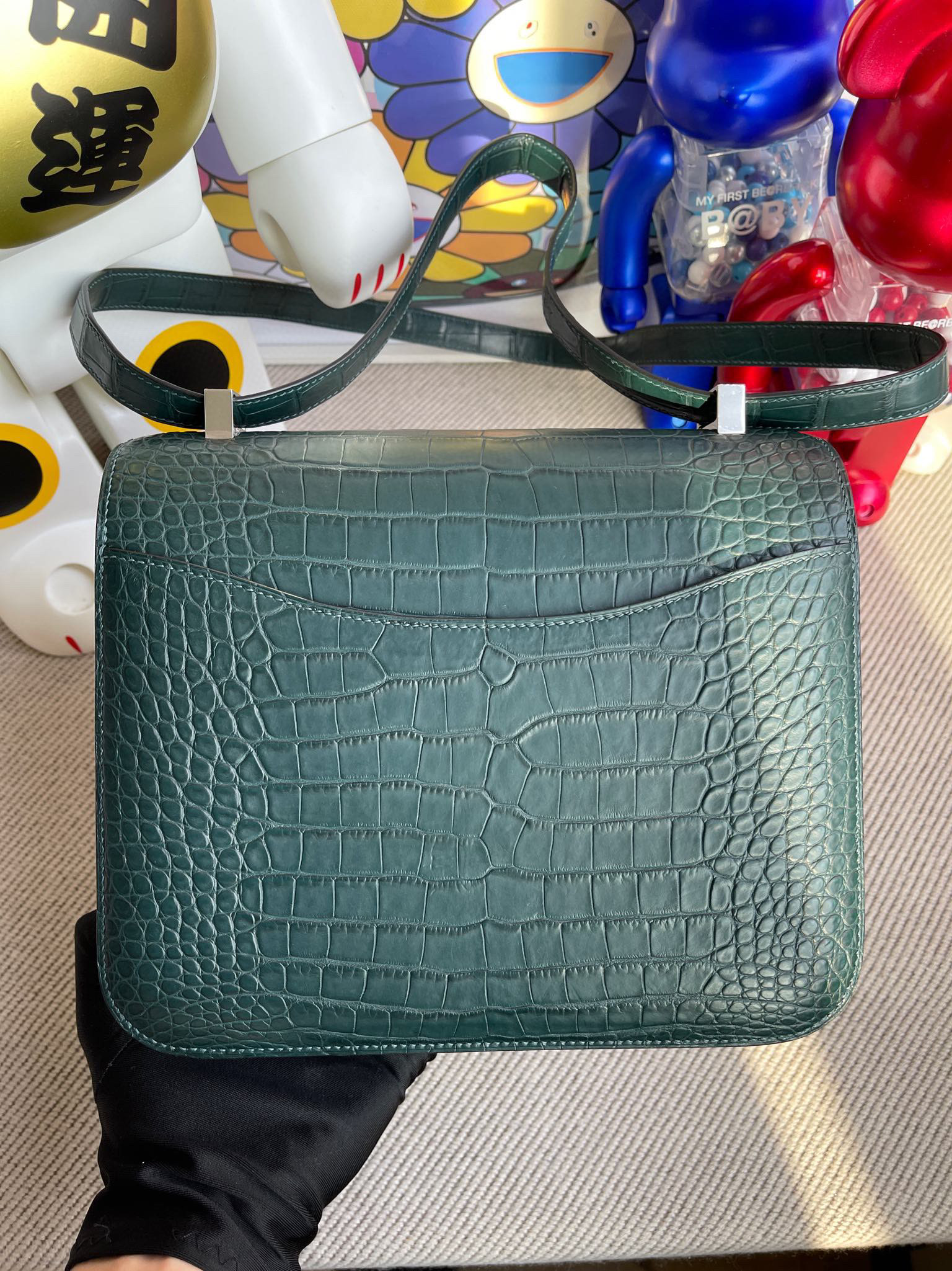 RepLadies Constance 24CM Matte Alligator Lizard Hardware Silver