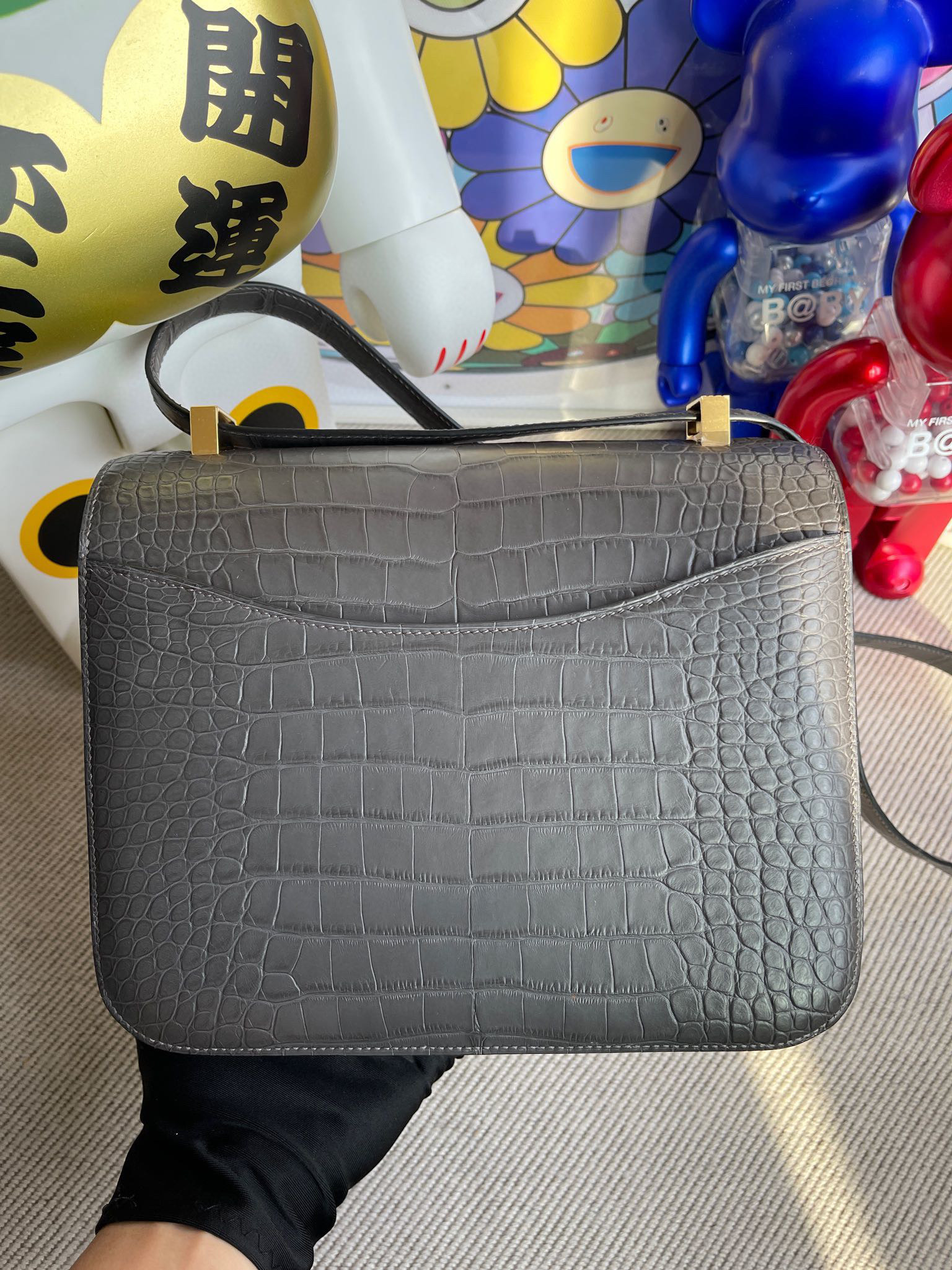 RepLadies Constance 24CM Matte Alligator 8F Etain Gold Hardware