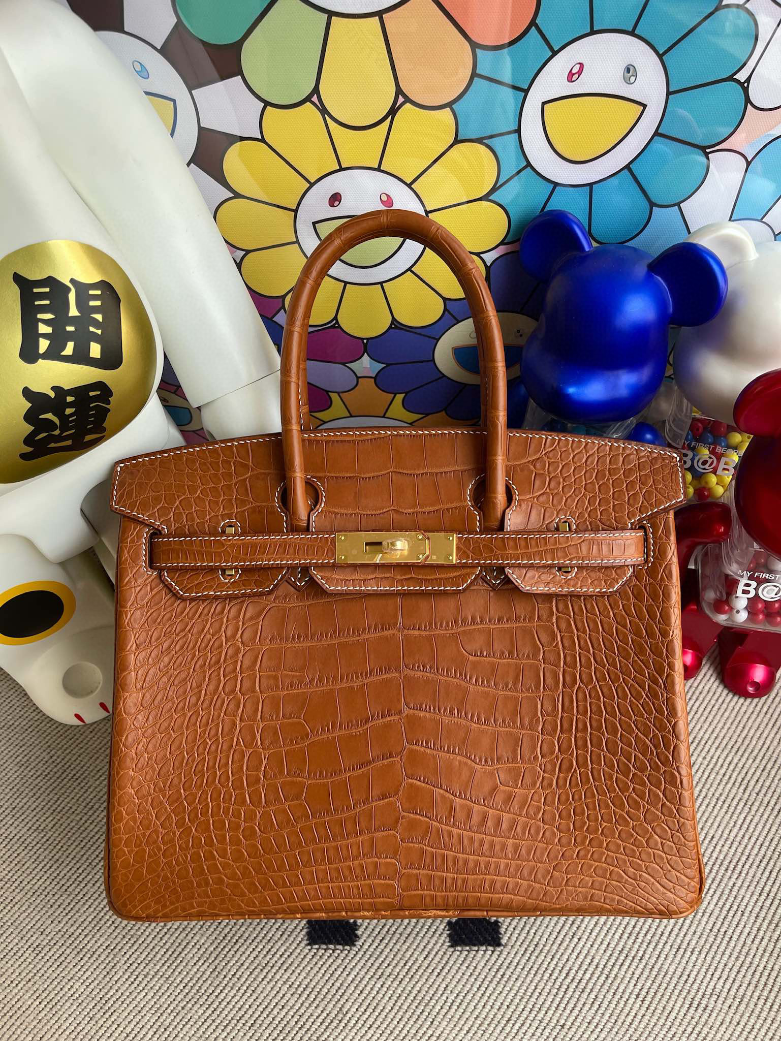 RepLadies Hermes Birkin 30CM Matte Alligator Crocodile Brown Gold Hardware