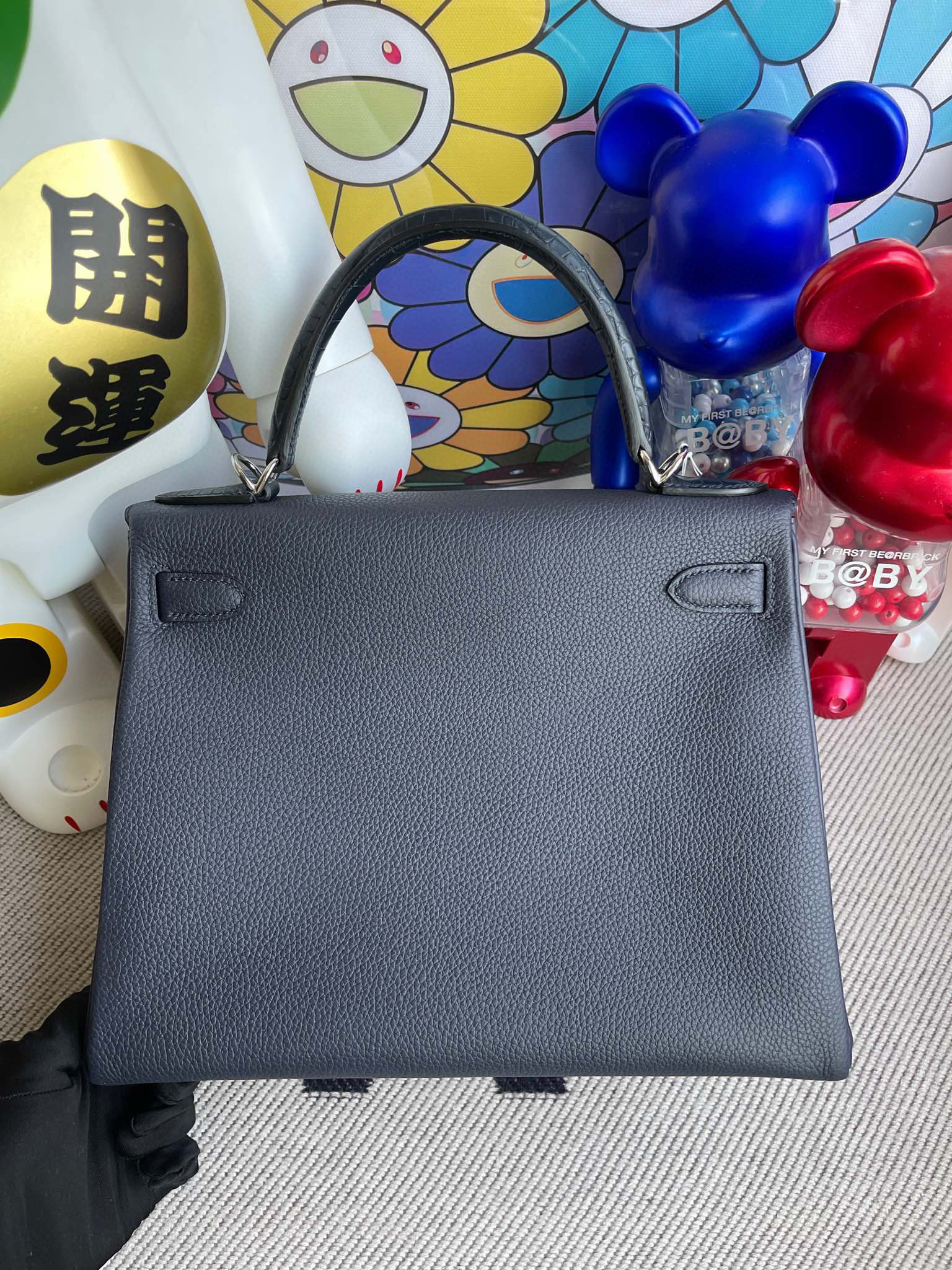 RepLadies Kelly Touch 28CM Togo Matte Crocodile Silver Hardware Handmade