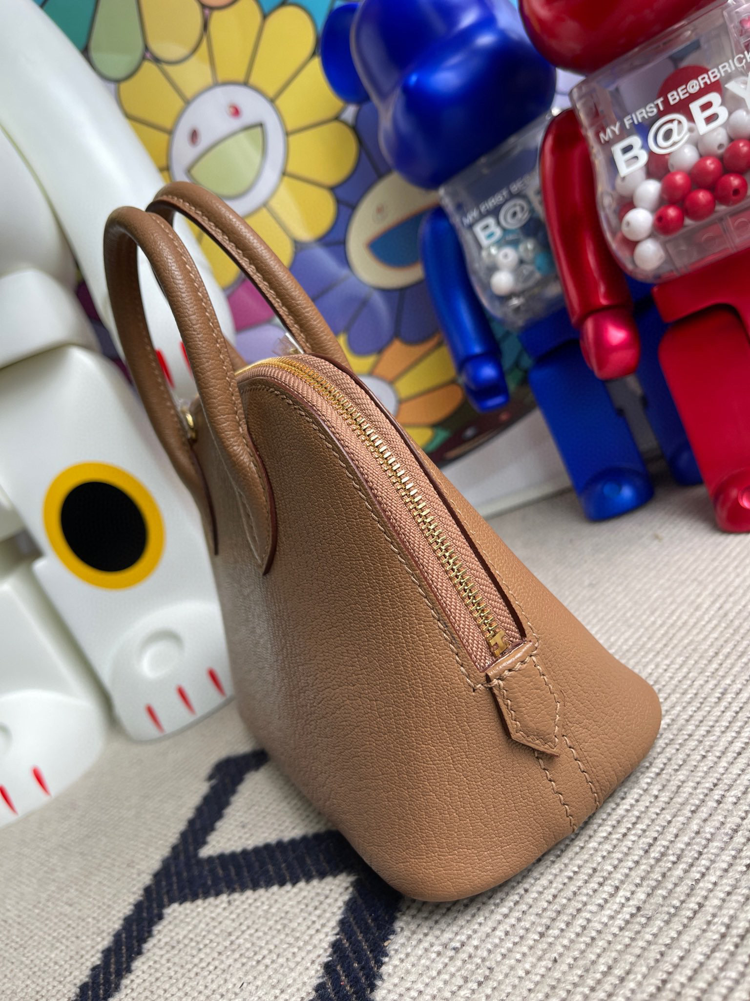 RepLadies Hermes Mini Bolide 2J Quebracho Cherve Gold Hardware Handmade